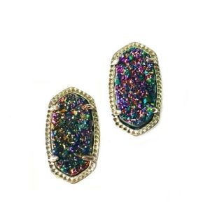 KENDRA SCOTT Ellie Earrings 14K Gold Plated Multi Color Drusy Post Earrings